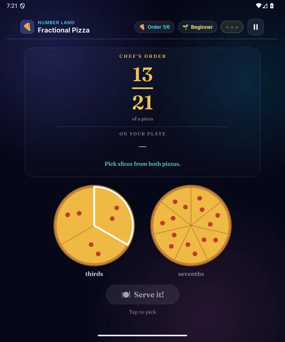 Fractional Pizza on an open foldable