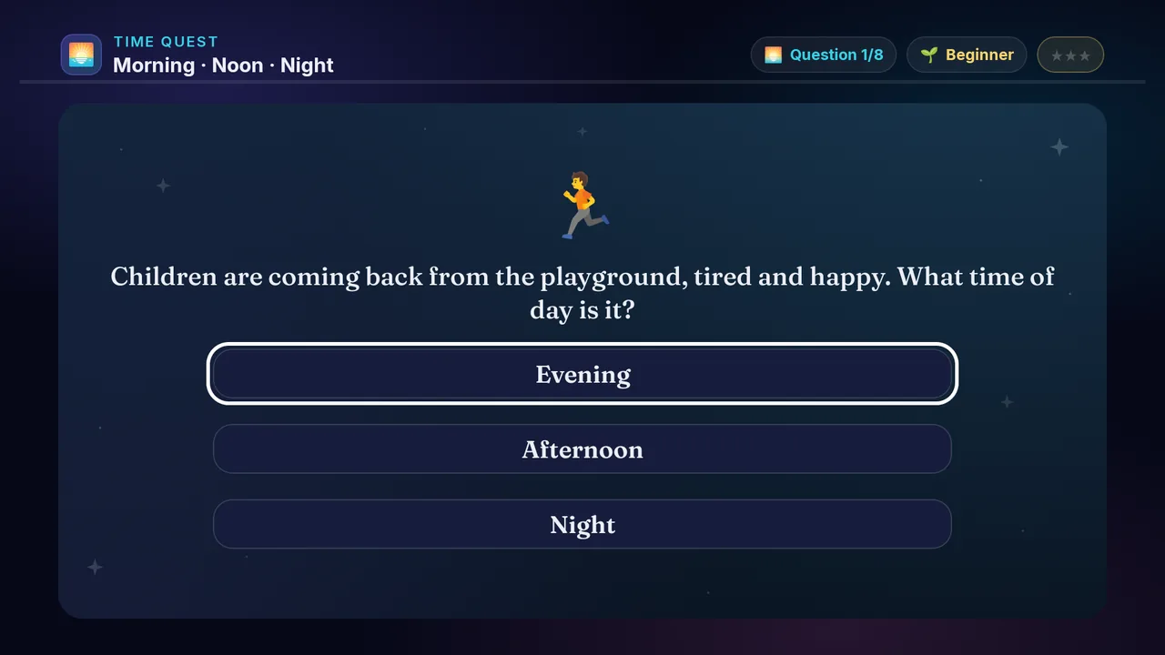 Morning · Noon · Night full screenshot