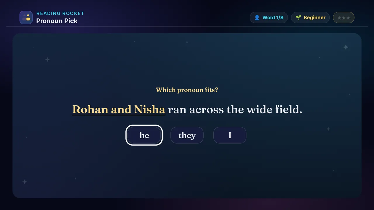 Pronoun Pick full screenshot