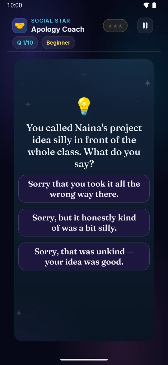 Apology Coach full phone screenshot
