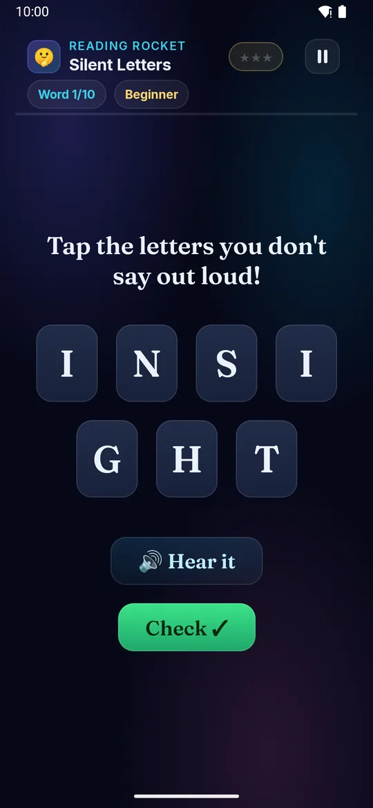 Silent Letters full phone screenshot