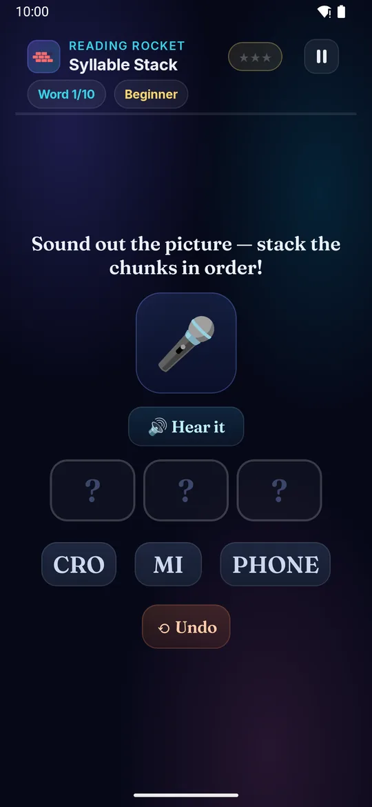 Syllable Stack full phone screenshot