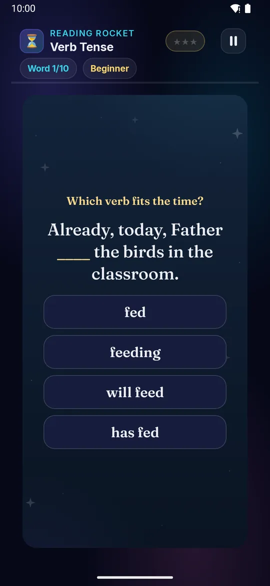 Verb Tense full phone screenshot