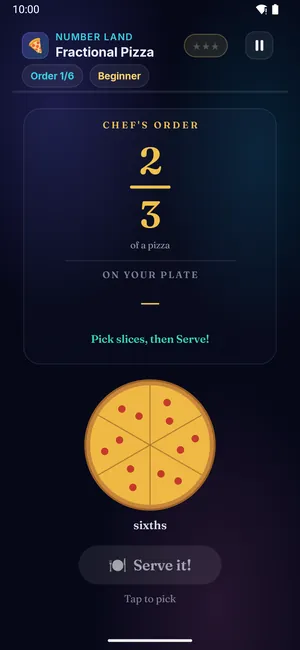 Fractional Pizza on a phone