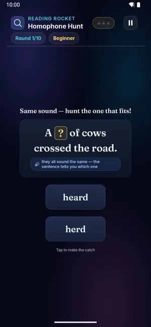 Homophone Hunt on a phone