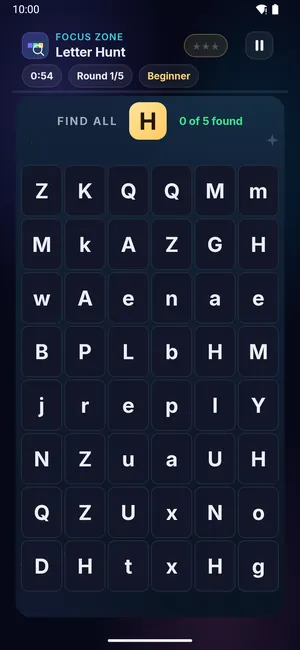 Letter Hunt on a phone