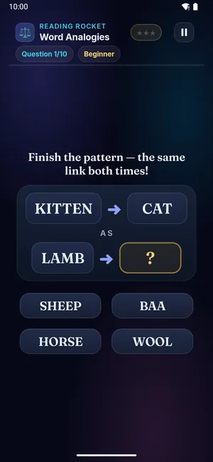 Word Analogies on a phone