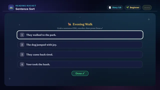 Sentence Sort on a television